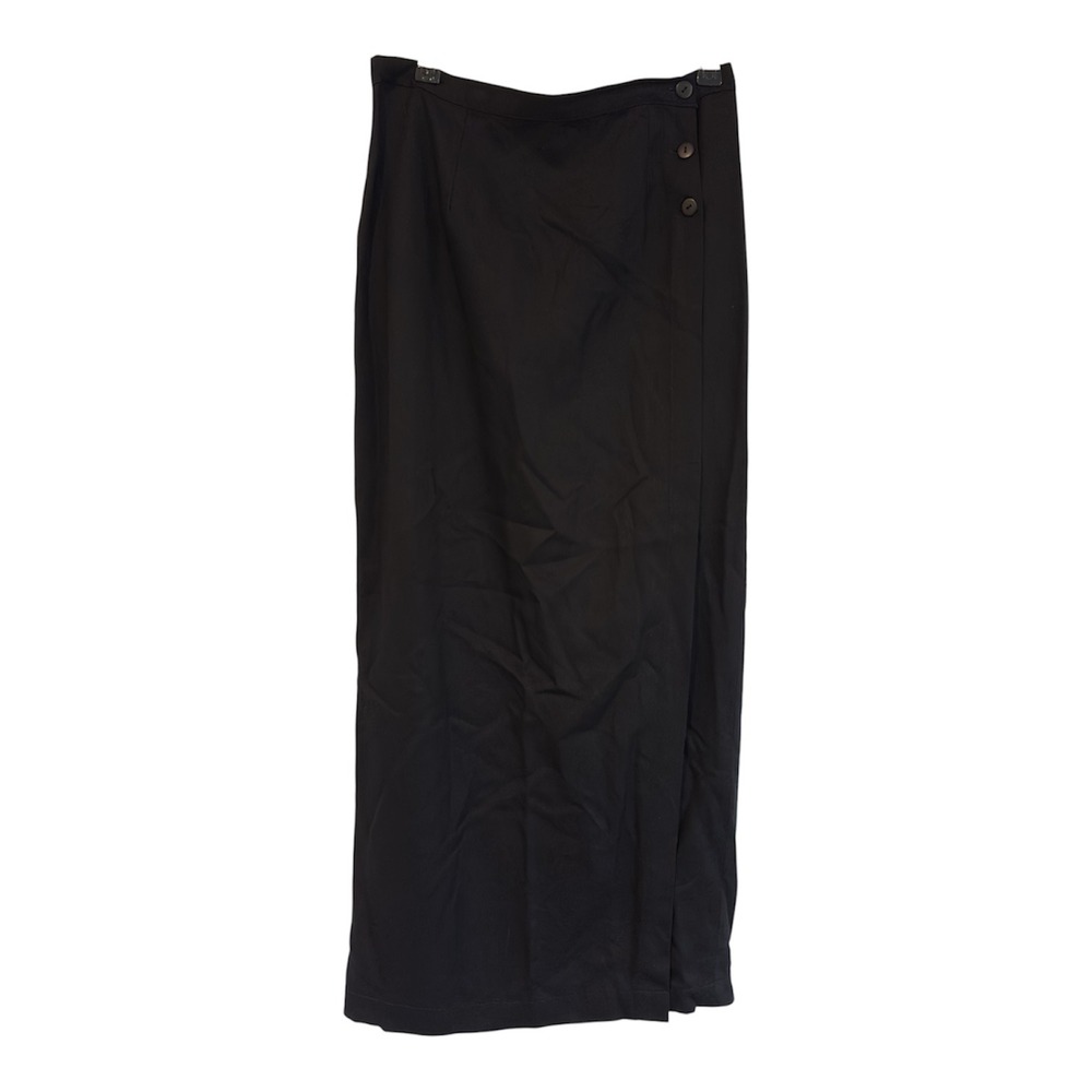 Gap Vintage Black Wrap Maxi Skirt Side Button 8 Minimalist 90s‎ Quiet Luxury